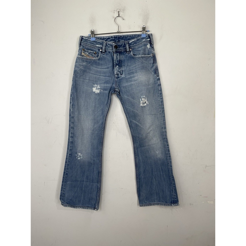 Diesel Womens Jeans 28 Denim Button Fly Bootcut Distressed Western Mid Rise Blue